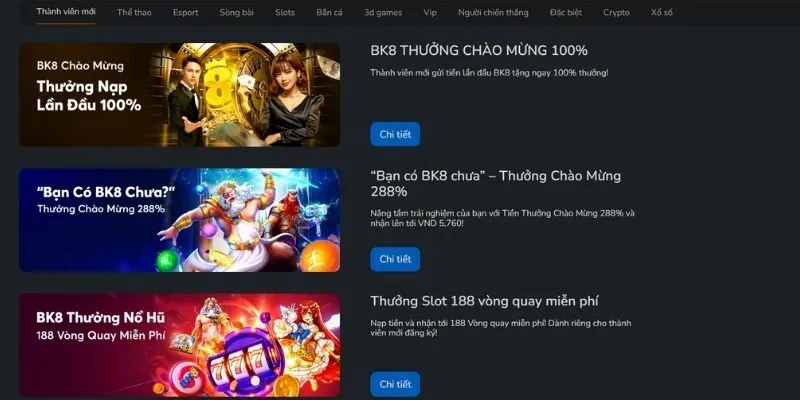 Kho khuyến mãi vô hạn của BK8